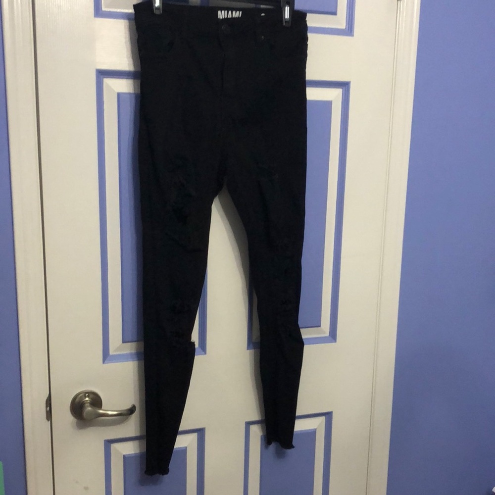 Urban Planet Black Ripped Skinny Jeans